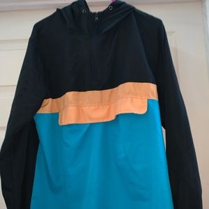 A black, yellow, and blue jacket